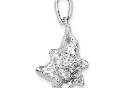 De-Ani Sterling Silver Rhodium-Plated Polished 3D Conch Shell Pendant