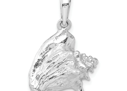 De-Ani Sterling Silver Rhodium-Plated Polished 3D Conch Shell Pendant