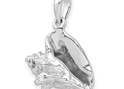 De-Ani Sterling Silver Rhodium-Plated Polished 3D Conch Shell Pendant