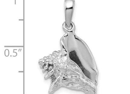 De-Ani Sterling Silver Rhodium-Plated Polished 3D Conch Shell Pendant