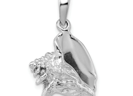 De-Ani Sterling Silver Rhodium-Plated Polished 3D Conch Shell Pendant