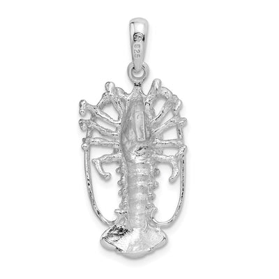 De-Ani Sterling Silver Rhodium-Plated Polished Large Florida Lobster Pendant