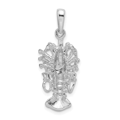 De-Ani Sterling Silver Rhodium-Plated Polished Medium Florida Lobster Pendant