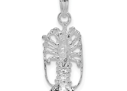 De-Ani Sterling Silver Rhodium-Plated Polished Small Florida Lobster Pendant (Style QC9910)