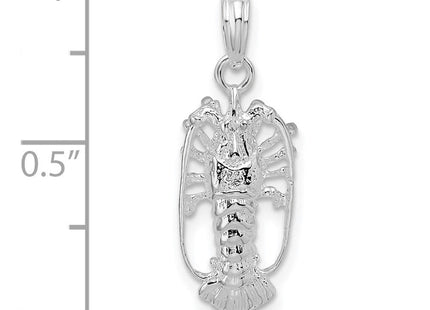 De-Ani Sterling Silver Rhodium-Plated Polished Small Florida Lobster Pendant (Style QC9910)