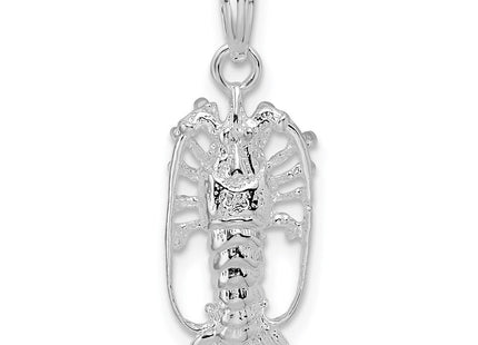De-Ani Sterling Silver Rhodium-Plated Polished Small Florida Lobster Pendant (Style QC9910)