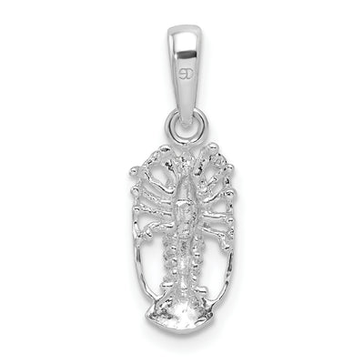 De-Ani Sterling Silver Rhodium-Plated Polished Small Florida Lobster Pendant, 22 x 8mm