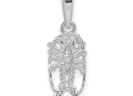 De-Ani Sterling Silver Rhodium-Plated Polished Small Florida Lobster Pendant, 22 x 8mm