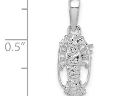 De-Ani Sterling Silver Rhodium-Plated Polished Small Florida Lobster Pendant, 22 x 8mm