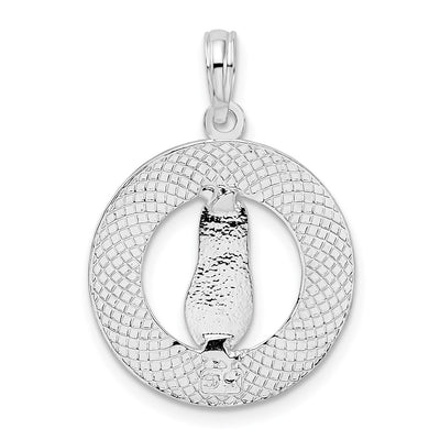 De-Ani Sterling Silver Rhodium-Plated Textured Siesta Key Florida with Flip-flop Pendant