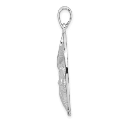 De-Ani Sterling Silver Rhodium-plated Polished Shells in Circle Pendant