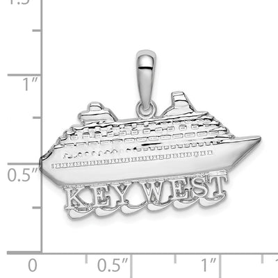 De-Ani Sterling Silver Rhodium-Plated Polished Key West Cruise Ship Pendant