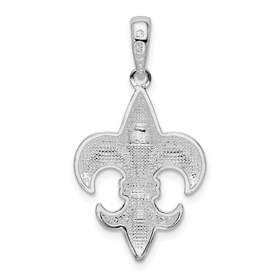 De-Ani Sterling Silver Rhodium-Plated Polished Medium Fleur de Lis Pendant