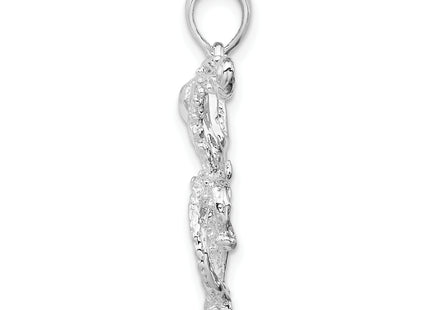 De-Ani Sterling Silver Rhodium-Plated Polished Textured Octopus Pendant
