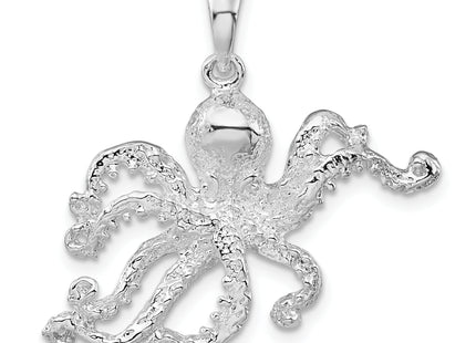 De-Ani Sterling Silver Rhodium-Plated Polished Textured Octopus Pendant