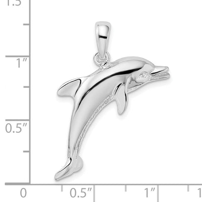 De-Ani Sterling Silver Rhodium-Plated Polished Jumping Dolphin Pendant