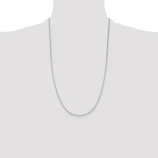 Sterling Silver Beveled Oval Cable Chain (Style QCA050-26)