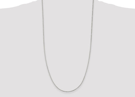 Sterling Silver Beveled Oval Cable Chain (Style QCA050-28)
