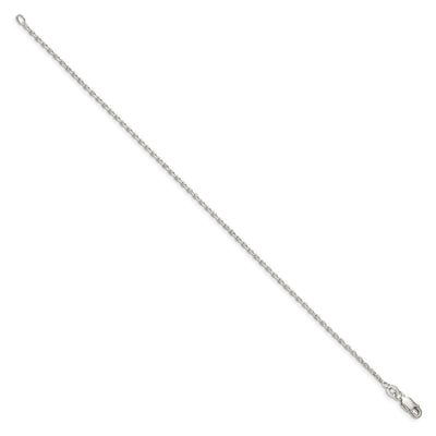 Sterling Silver Beveled Oval Cable Bracelet, 7 x 1.5mm