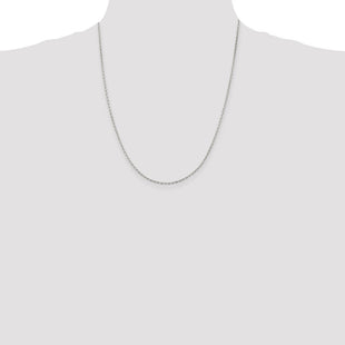 Sterling Silver Rhodium-plated Beveled Oval Cable Chain