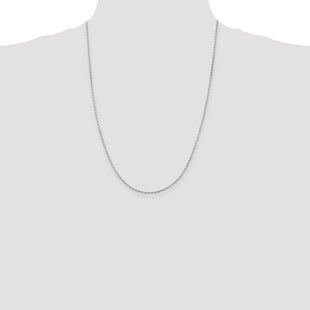 Sterling Silver Rhodium-plated Beveled Oval Cable Chain