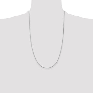Sterling Silver Rhodium-plated Beveled Oval Cable Chain