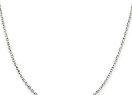 Sterling Silver Beveled Oval Cable Chain w/2in ext., 20 x 2mm