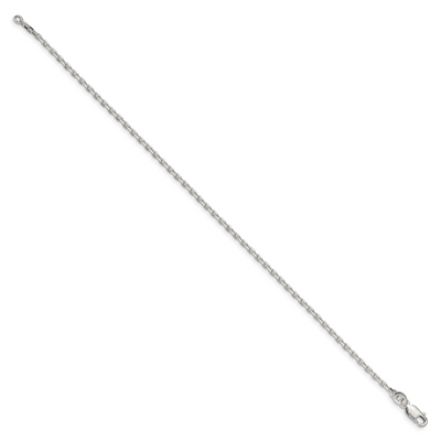 Sterling Silver Beveled Oval Cable Bracelet, 7 x 2mm