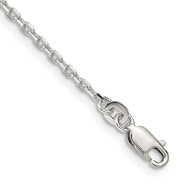 Sterling Silver Beveled Oval Cable Bracelet, 7 x 2mm