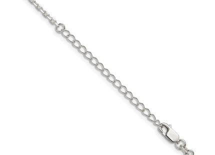 Sterling Silver Beveled Oval Cable Chain w/2in ext. (Style QCA060E-18)