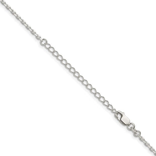 Sterling Silver Beveled Oval Cable Chain w/2in ext. (Style QCA060E-18)