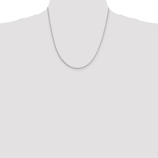 Sterling Silver Rhodium-plated Beveled Oval Cable Chain
