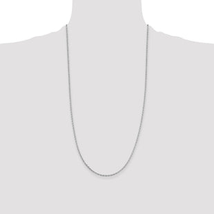 Sterling Silver Rhodium-plated Beveled Oval Cable Chain