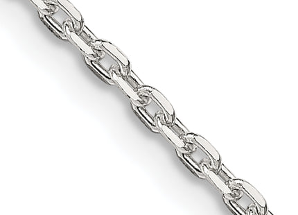 Sterling Silver Beveled Oval Cable Chain w/2in ext., 20 x 2mm