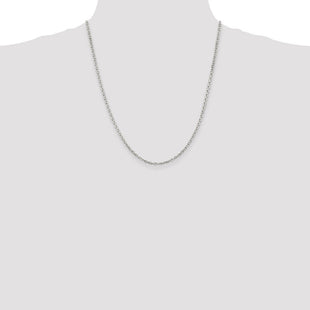 Sterling Silver Beveled Oval Cable Chain (Style QCA080-22)