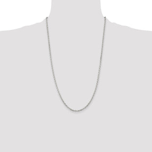 Sterling Silver Beveled Oval Cable Chain (Style QCA080-26)