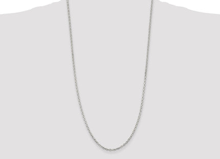 Sterling Silver Beveled Oval Cable Chain (Style QCA080-28)