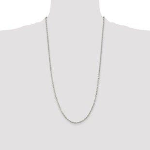 Sterling Silver Beveled Oval Cable Chain (Style QCA080-28)