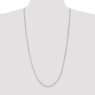 Sterling Silver Beveled Oval Cable Chain (Style QCA080-30)