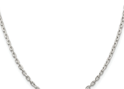 Sterling Silver Rhodium-plated Beveled Oval Cable Chain, 16 x 2.75mm (R-16)