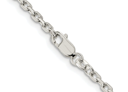 Sterling Silver Rhodium-plated Beveled Oval Cable Chain, 16 x 2.75mm (R-16)
