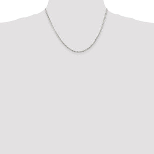 Sterling Silver Rhodium-plated Beveled Oval Cable Chain