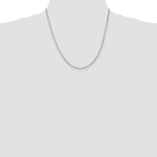 Sterling Silver Rhodium-plated Beveled Oval Cable Chain