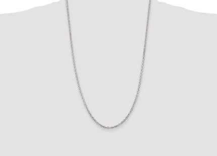 Sterling Silver Rhodium-plated Beveled Oval Cable Chain
