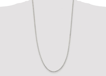 Sterling Silver Rhodium-plated Beveled Oval Cable Chain