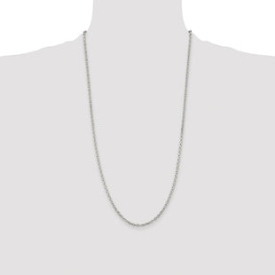 Sterling Silver Rhodium-plated Beveled Oval Cable Chain
