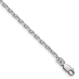 Sterling Silver Rhodium-plated Beveled Oval Cable Chain