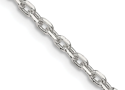 Sterling Silver Beveled Oval Cable Chain, 16 x 2.75mm