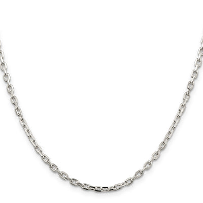 Sterling Silver Beveled Oval Cable Chain, 16 x 3.25mm