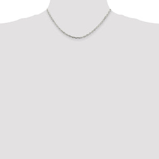 Sterling Silver Beveled Oval Cable Chain (Style QCA100-16)